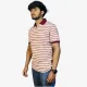 Men's White & Maroon Striped Polo T-Shirt | Premium Cotton Regular Fit
